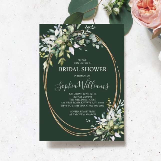 Invitación a la ducha de novia floral verde (Subido por el creador)