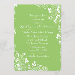 Invitación a la ducha de novia floral verde de pri