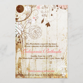 Invitación a la ducha de novia floral vintage Shab