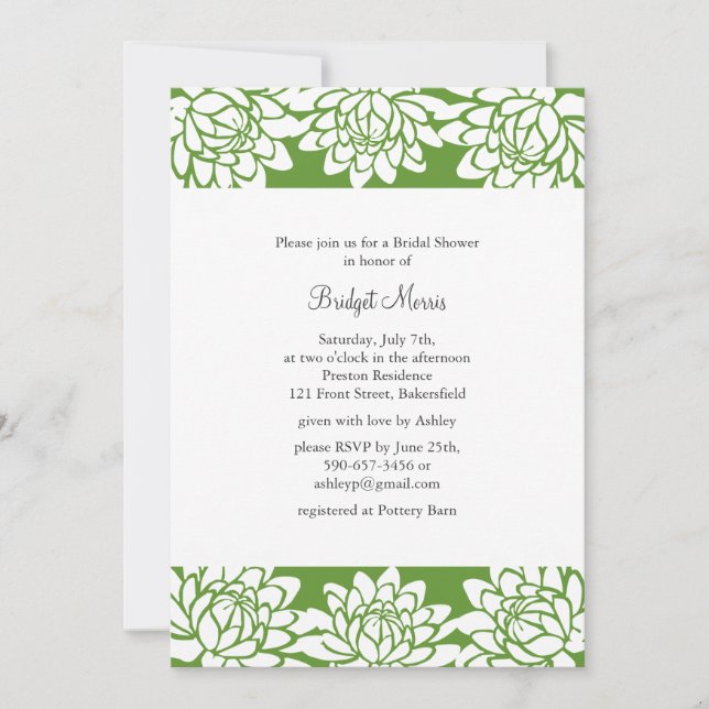 Invitación a la ducha de novia floral y moderna (Anverso)