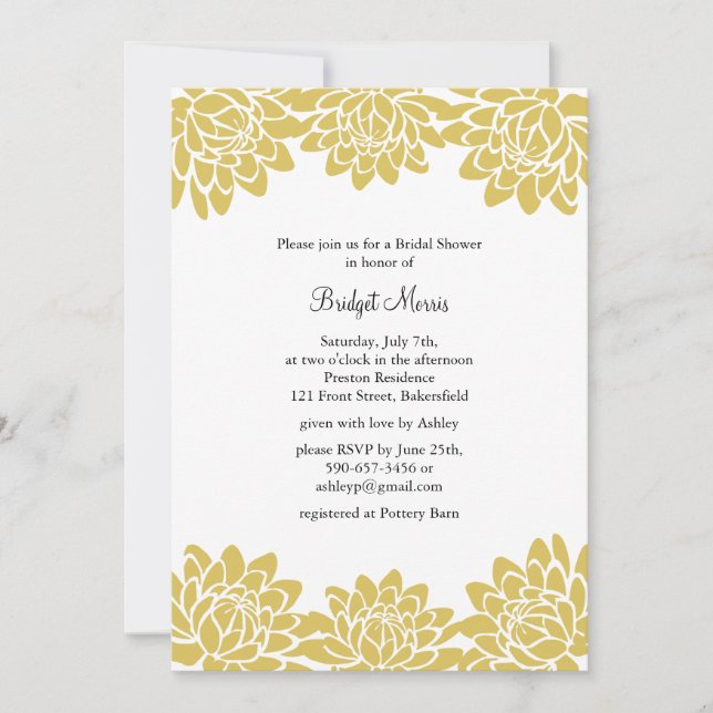 Invitación a la ducha de novia floral y moderna (Anverso)
