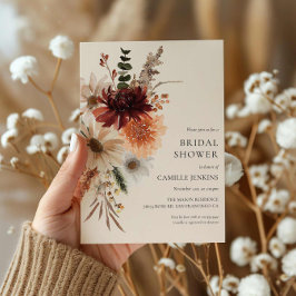 Invitación a la ducha de novia floral y rústica