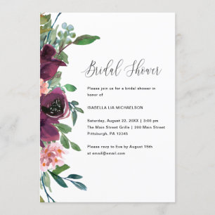 Invitación a la ducha de novia floral y verde