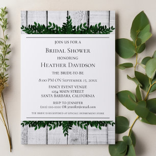Invitación a la ducha de novia follaje ruso blanco