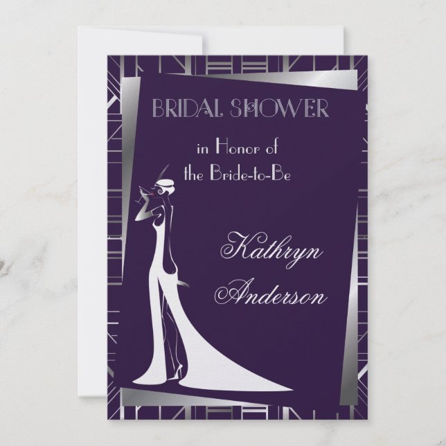 Invitación a la ducha de novia Gatsby Deco Classic (Anverso)