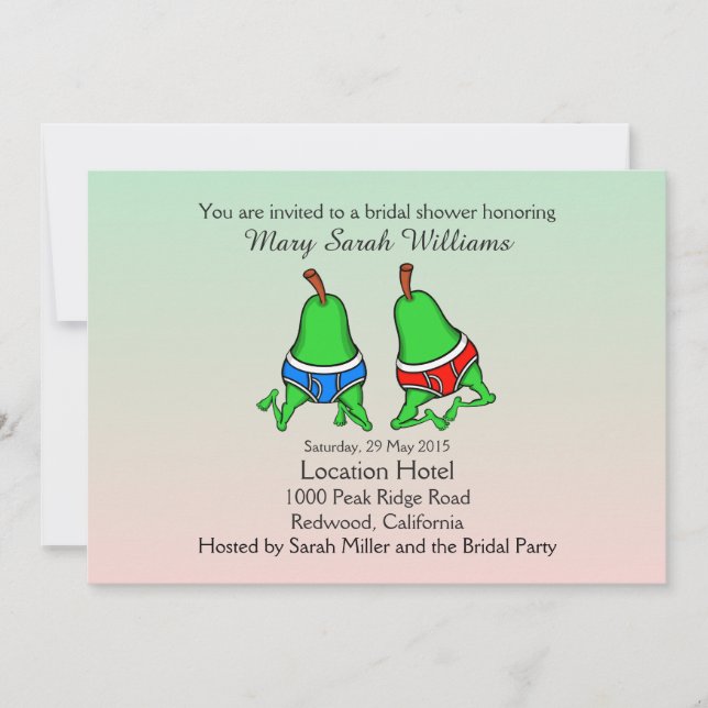 Invitación a la ducha de novia Gay Pear divertida (Anverso)