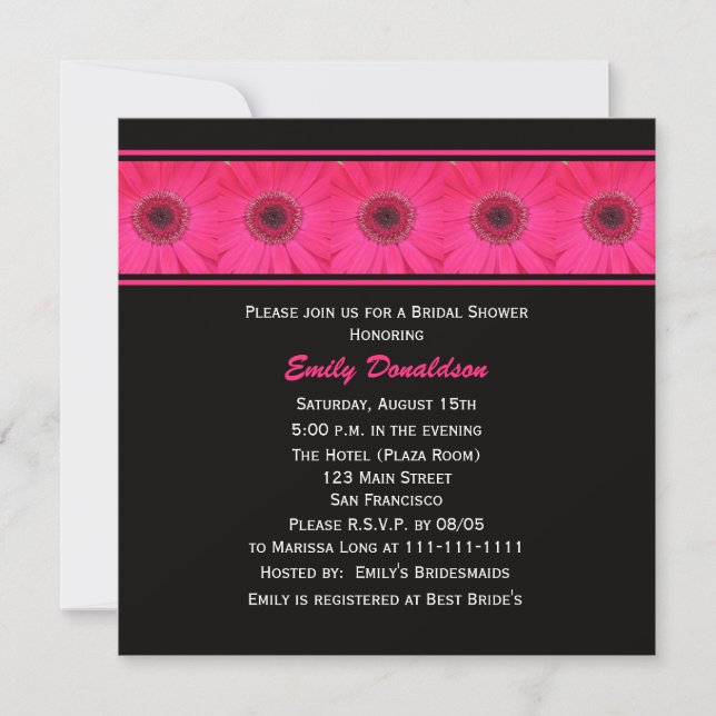 Invitación a la ducha de novia — Gerbera Daisy (Anverso)