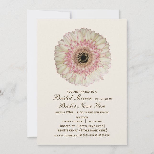 Invitación a la ducha de novia Gerbera Daisy (Anverso)