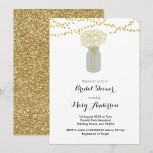 Invitación a la ducha de novia Gold Mason Jar