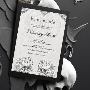 Invitación a la ducha de novia gótica