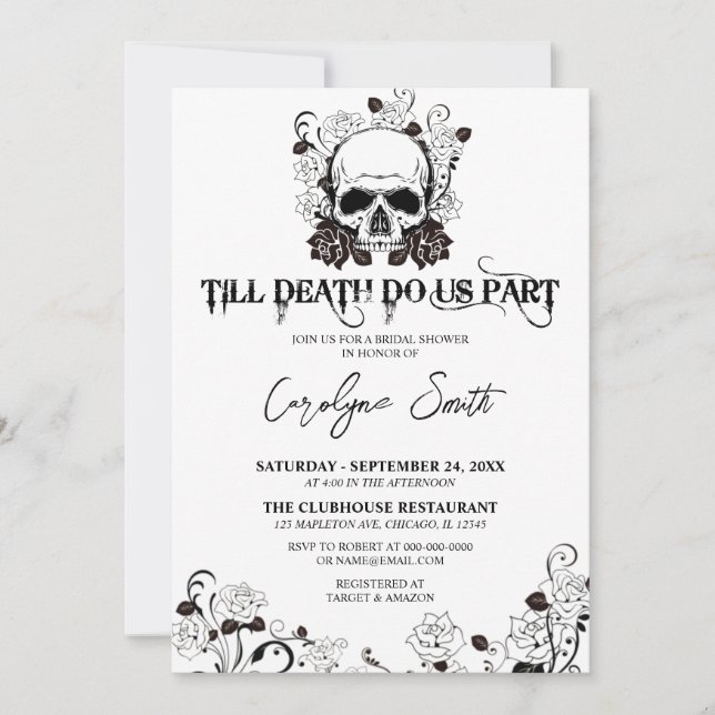 Invitación a la ducha de novia gótica de Halloween (Anverso)