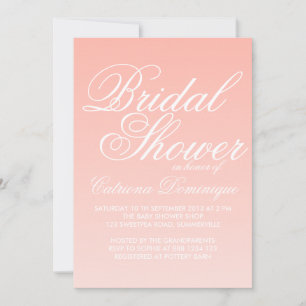 Invitación a la ducha de novia gradiente rosa y bl