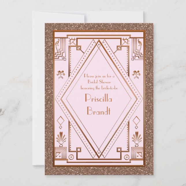 Invitación a la ducha de novia, gran Gatsby, rosa  (Anverso)