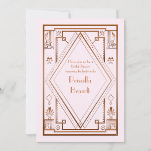 Invitación a la ducha de novia, gran Gatsby, rosa 