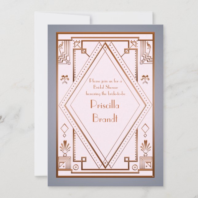 Invitación a la ducha de novia, gran Gatsby, rosa  (Anverso)