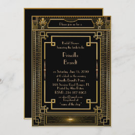 Invitación a la ducha de novia, gran oro metalizad