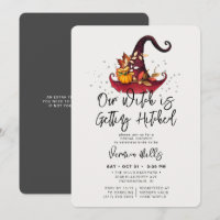 Invitación a la ducha de novia Gray Halloween con