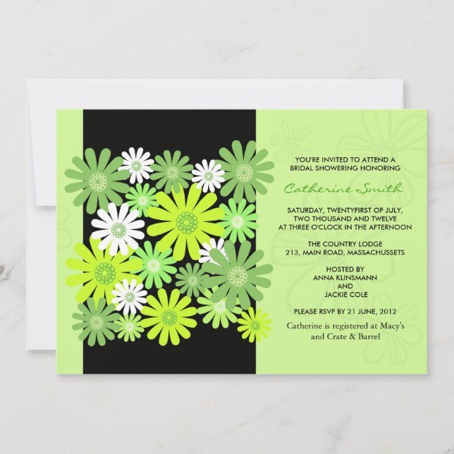 Invitación a la ducha de novia Green Gerber Daisy (Anverso)