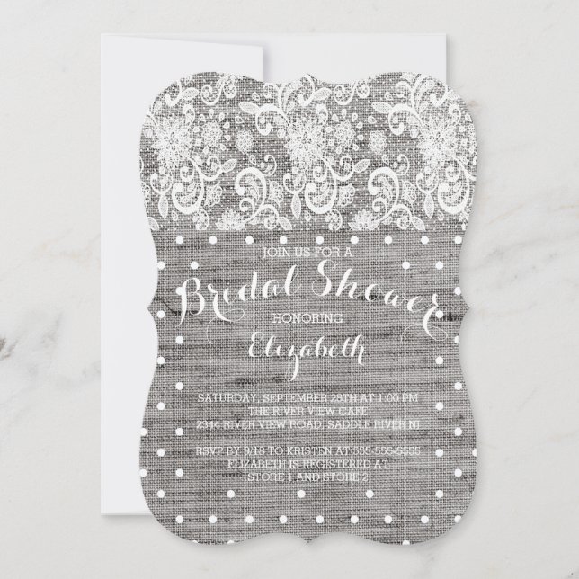 Invitación a la ducha de novia gris en el marco de (Anverso)