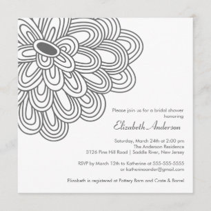 Invitación a la ducha de novia gris y blanca en au