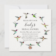 Invitación a la ducha de novia Hummingbirds