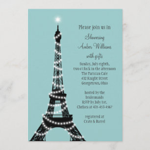 Invitación a la ducha de novia iluminada en París