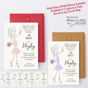 Invitación a la ducha de novia ilustrada por mano