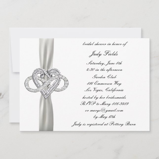 Invitación a la ducha de novia infinity Heart Brid (Anverso)