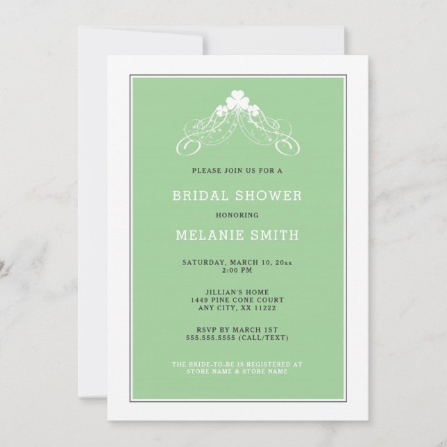 Invitación a la ducha de novia irlandesa Shamrock  (Anverso)