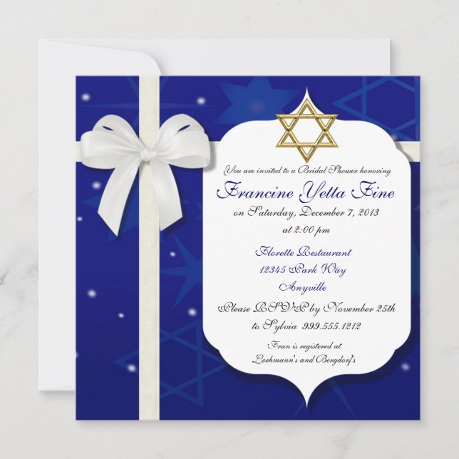 Invitación a la ducha de novia judía Personalizado (Anverso)