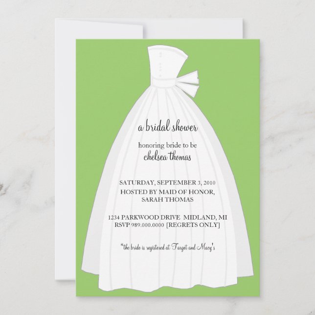 Invitación a la ducha de novia {Kiwi Green} (Anverso)