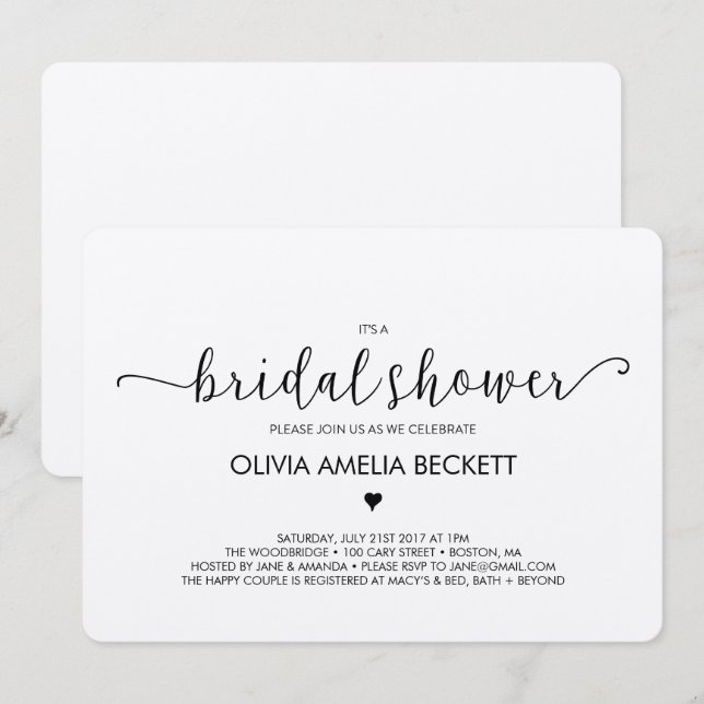 Invitación a la ducha de novia - Kraft (Anverso / Reverso)