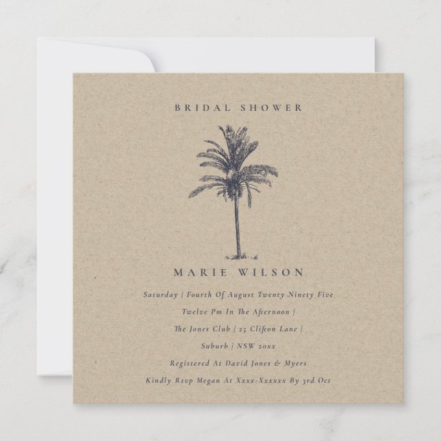 Invitación a la ducha de novia Kraft de la Marina  (Anverso)