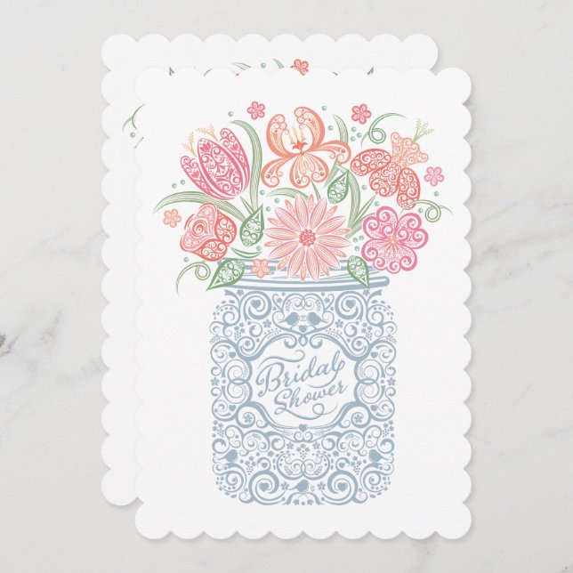 Invitación a la ducha de novia Lacy Mason Jar (Anverso / Reverso)