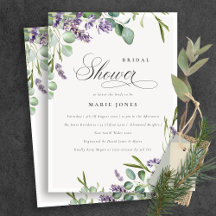 Invitación a la ducha de novia Lavender Eucalyptus