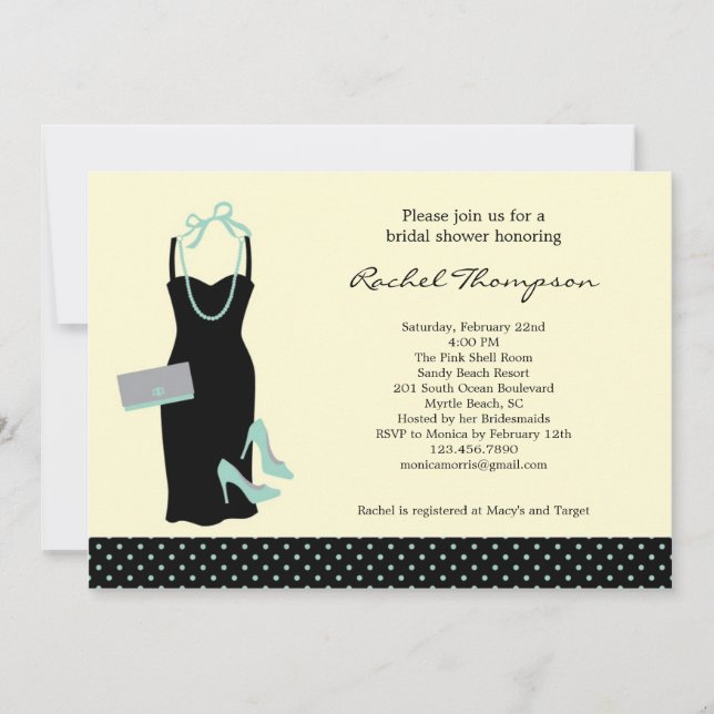 Invitación a la ducha de novia LBD (Anverso)