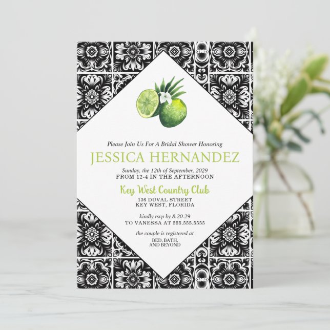 Invitación a la ducha de novia Lime Tile (Anverso de pie)