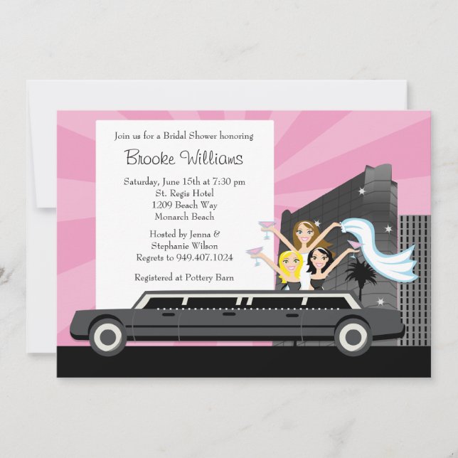Invitación a la ducha de novia Limo (Anverso)