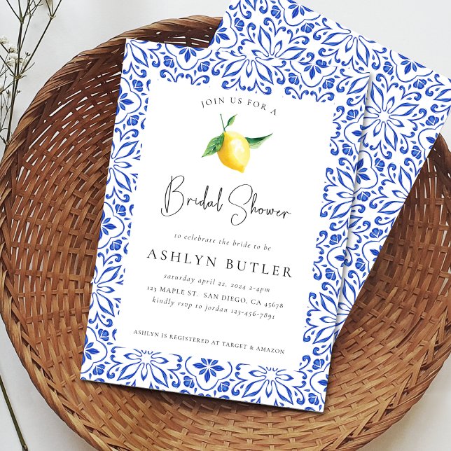 Invitación a la ducha de novia limón de azulejos m (Subido por el creador)