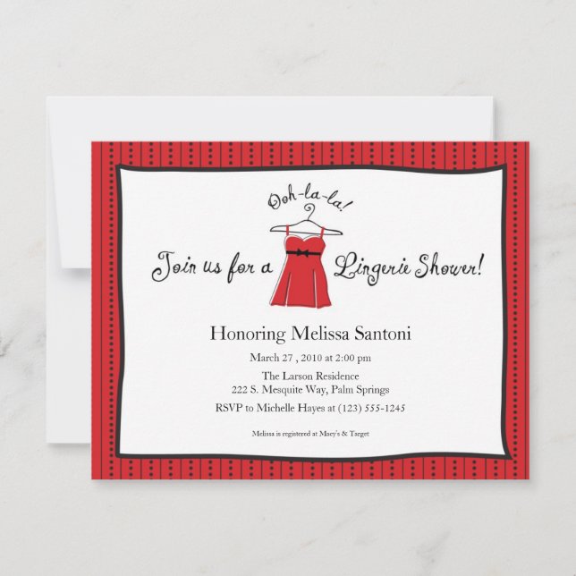 Invitación a la ducha de novia Lingerie (Anverso)