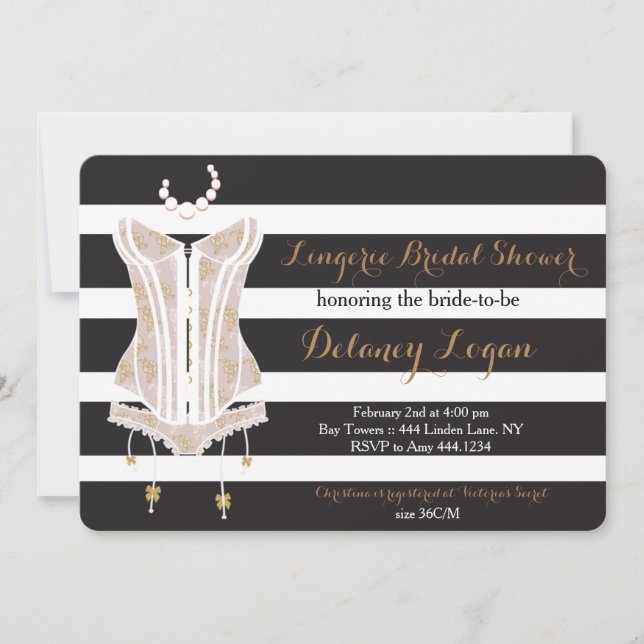 Invitación a la ducha de novia Lingerie (Anverso)