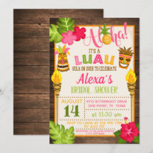 Invitación a la ducha de novia Luau
