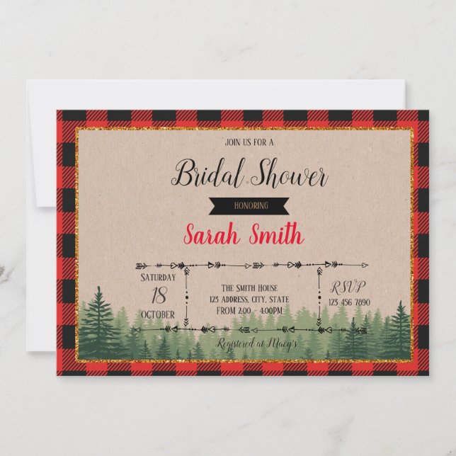 Invitación a la ducha de novia Lumberjack (Anverso)