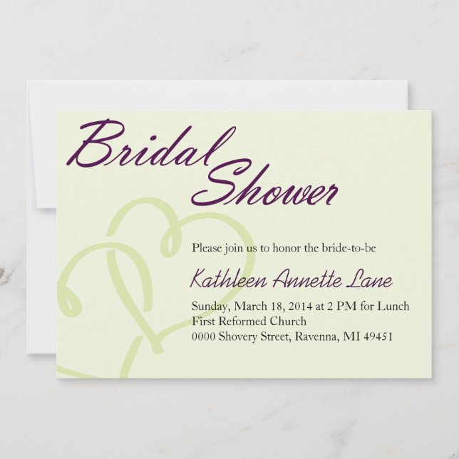Invitación a la ducha de novia manuscrita (Anverso)