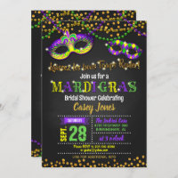 Invitación a la ducha de novia Mardi Gras