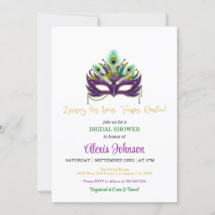 Invitación a la ducha de novia Mardi Gras - Blanco