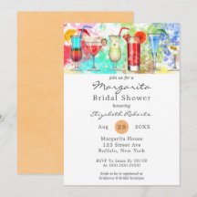 Invitación a la ducha de novia Margarita con color