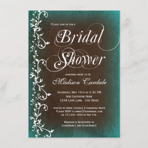 Invitación a la ducha de novia marrón Verde azulad