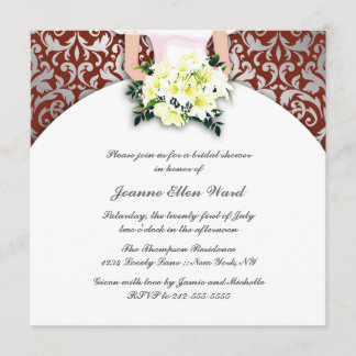 invitación a la ducha de novia marrón y amarilla