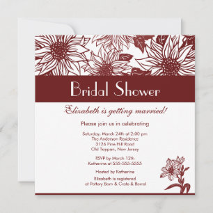 Invitación a la ducha de novia Merlot Wine Sunflow